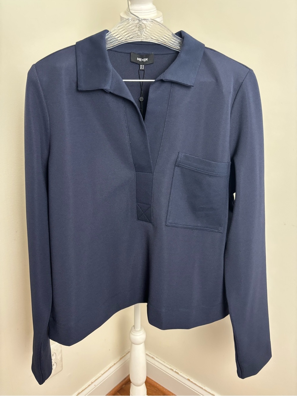 ME+EM Ottoman Box Top In Navy Blue Size 12 NWT